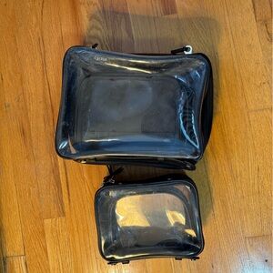 CALPAK Set of Clear Cosmetic Cases (regular & mini) Black Lining